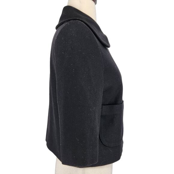 Tulle Wool Blend Cropped Coat Peter Pan Collar Pockets Womens Size Small - Picture 5 of 6
